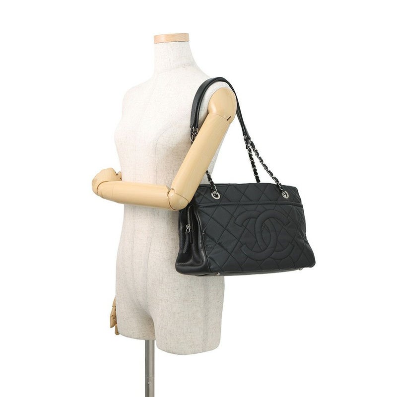 シャネル トートバッグ マトラッセ ココマーク ダブルチェーン キャビアスキン A67294 CHANEL ショルダーバッグ 黒