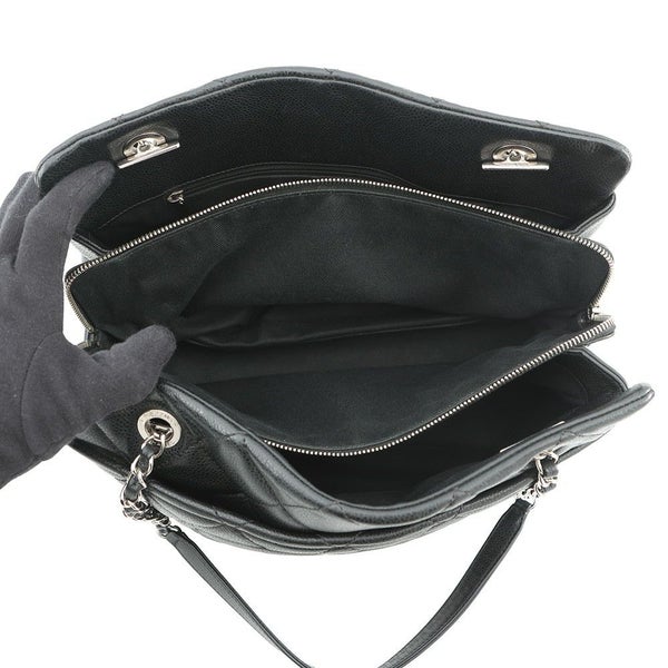 シャネル トートバッグ マトラッセ ココマーク ダブルチェーン キャビアスキン A67294 CHANEL ショルダーバッグ 黒