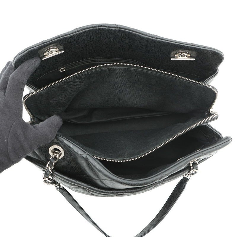 シャネル トートバッグ マトラッセ ココマーク ダブルチェーン キャビアスキン A67294 CHANEL ショルダーバッグ 黒