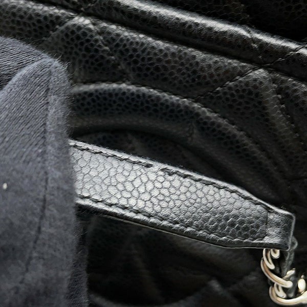 シャネル トートバッグ マトラッセ ココマーク ダブルチェーン キャビアスキン A67294 CHANEL ショルダーバッグ 黒