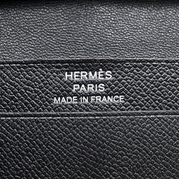 エルメス カードケース ベアン ミニ 小銭入れ付き モノクローム ブラック/ブラック金具 ヴォーマダム K刻印 黒