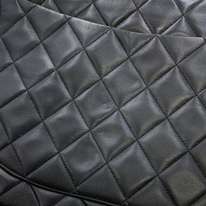 シャネル チェーンショルダーバッグ デカマトラッセ ココマーク シングルフラップ ラムスキン A01094 CHANEL 黒