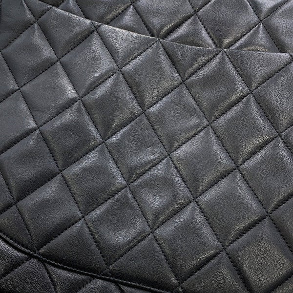 シャネル チェーンショルダーバッグ デカマトラッセ ココマーク シングルフラップ ラムスキン A01094 CHANEL 黒