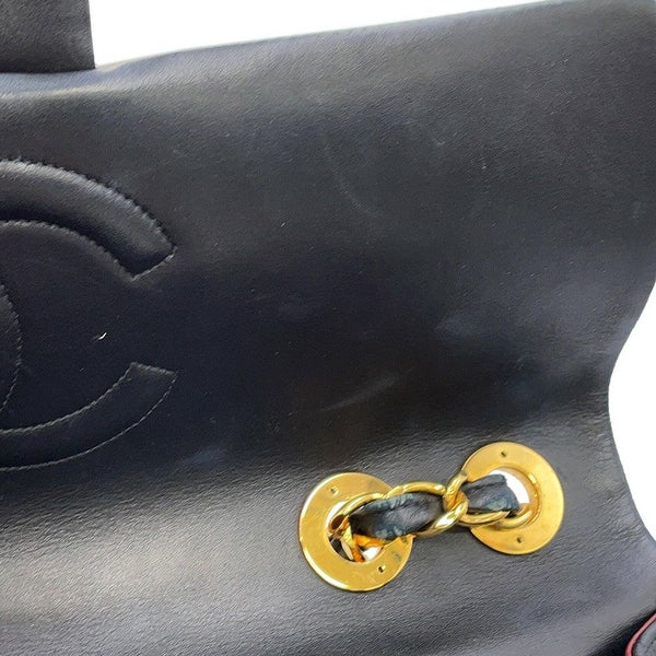 シャネル チェーンショルダーバッグ デカマトラッセ ココマーク シングルフラップ ラムスキン A01094 CHANEL 黒