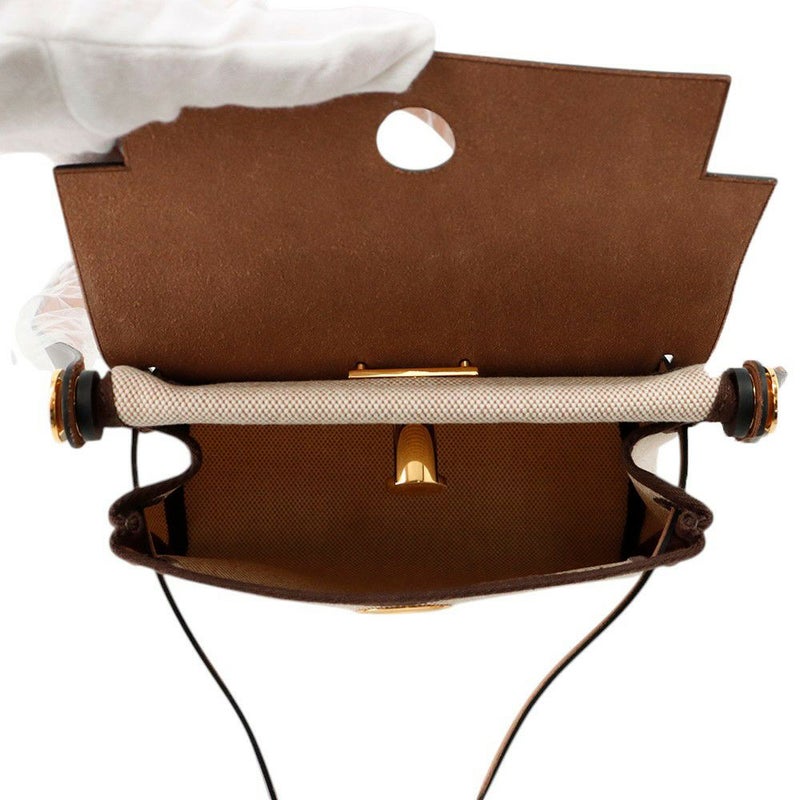 エルメス ショルダーバッグ エールバッグジップ ミニ エベンヌ/エクリュ/ゴールド金具 トワルアッシュ/ヴァッシュハンター K刻印