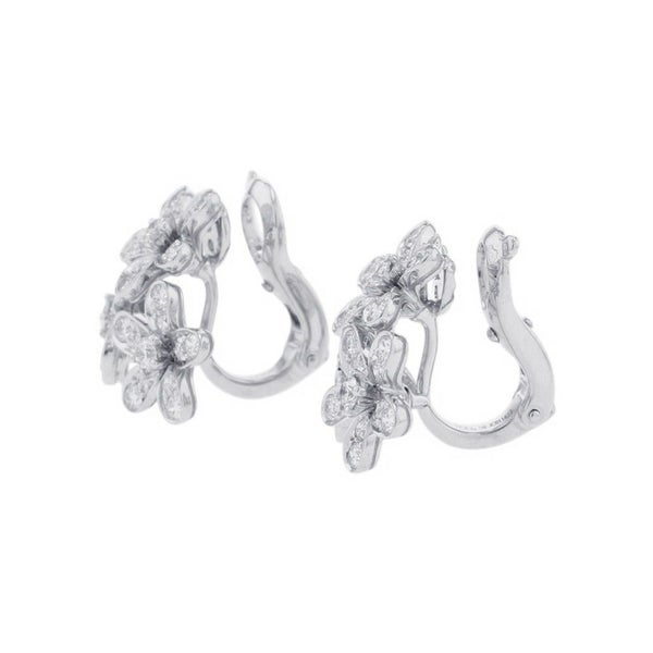 ヴァンクリーフ&アーペル イヤリング ソクラテス イヤリング 3フラワー ダイヤ 66P 計1.32ct K18WGホワイトゴールド VCARB14300