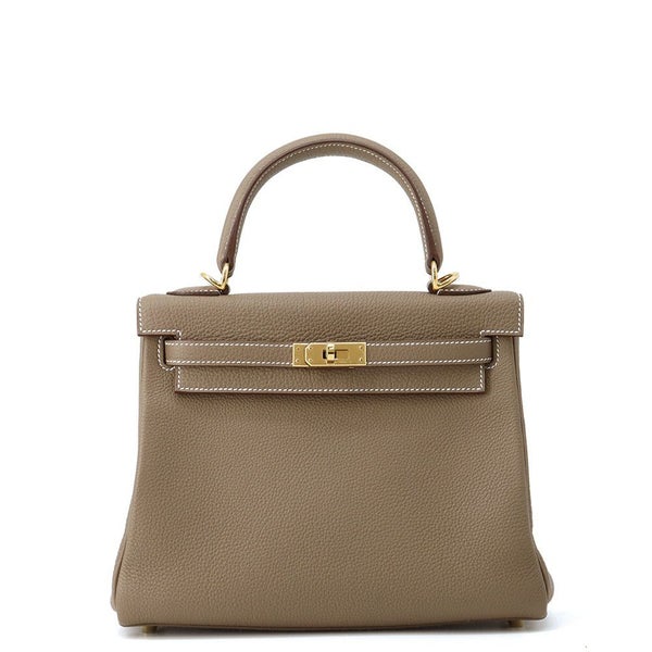 エルメス ハンドバッグ ケリー25 内縫い エトゥープ/ゴールド金具 トゴ B刻印 ２wayショルダー