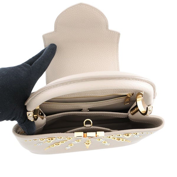 ルイヴィトン ハンドバッグ レザー カプシーヌ MM LOUIS VUITTON ヴィトン バッグ 2way ショルダーバッグ スタッズ