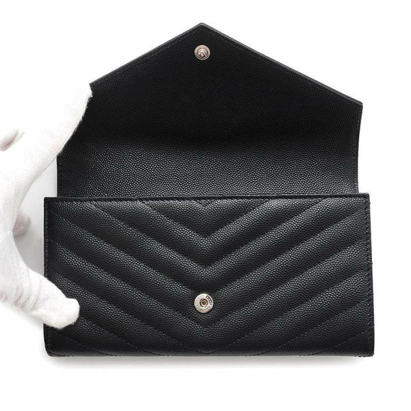 サンローランパリ 長財布 モノグラム ラージ キルティング フラップウォレット 372264 SAINT LAURENT PARIS 黒