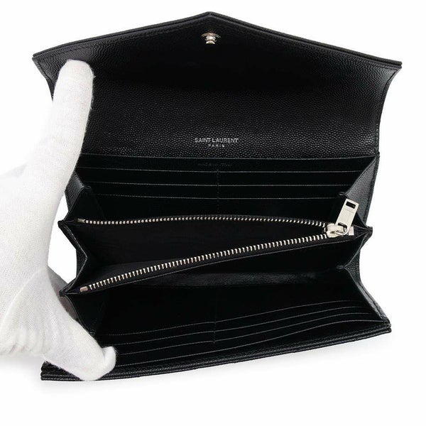 サンローランパリ 長財布 モノグラム ラージ キルティング フラップウォレット 372264 SAINT LAURENT PARIS 黒