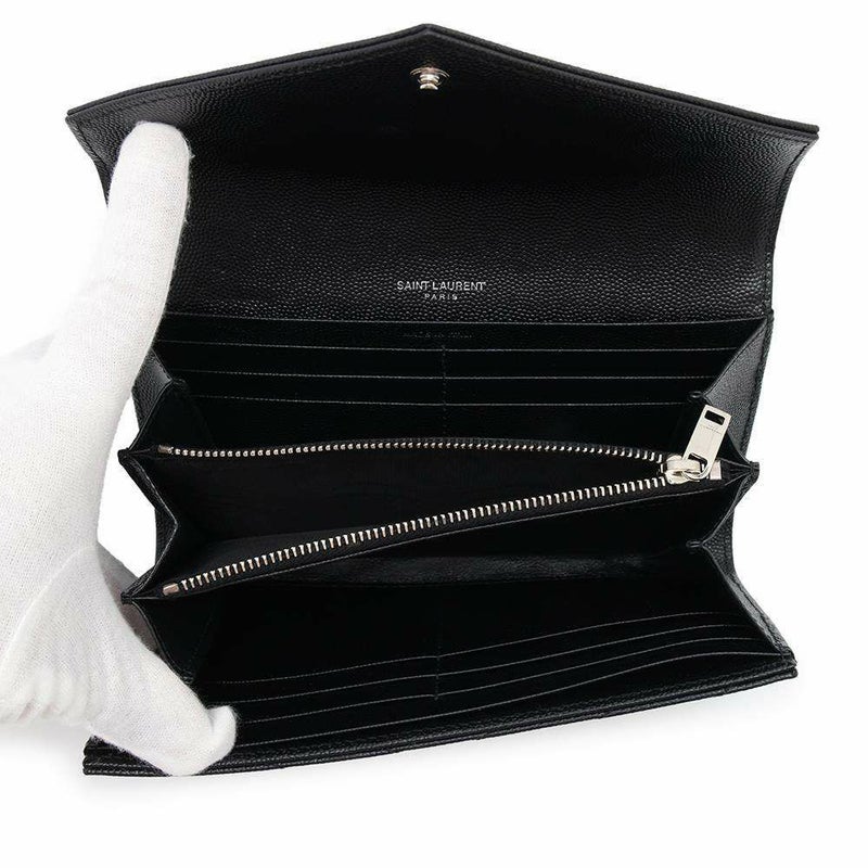 サンローランパリ 長財布 モノグラム ラージ キルティング フラップウォレット 372264 SAINT LAURENT PARIS 黒
