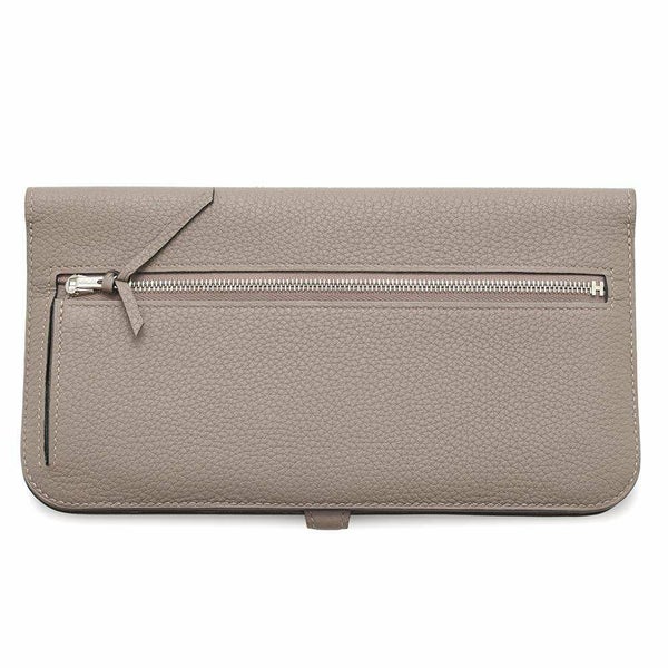 エルメス 長財布 ドゴンロング ヴェルソ グリアスファルト/エトゥープ/シルバー金具 トゴ A刻印 財布