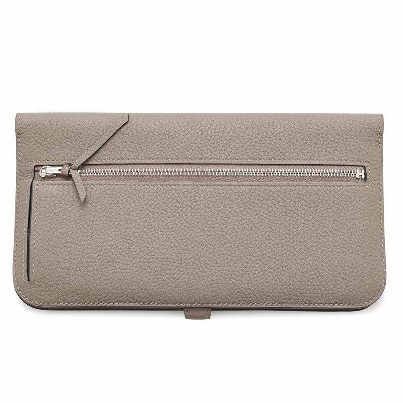 エルメス 長財布 ドゴンロング ヴェルソ グリアスファルト/エトゥープ/シルバー金具 トゴ A刻印 財布