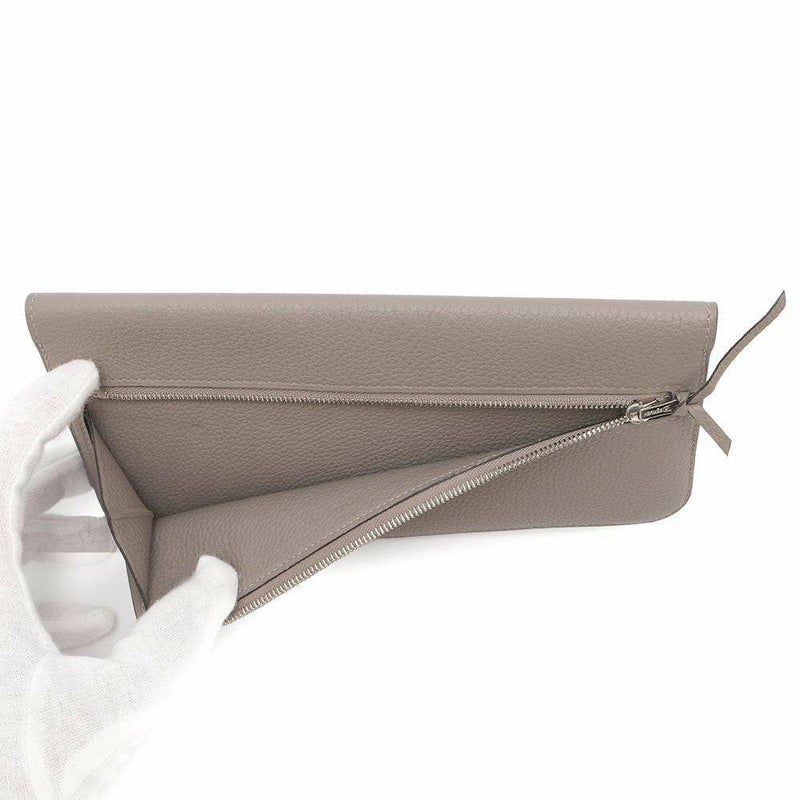 エルメス 長財布 ドゴンロング ヴェルソ グリアスファルト/エトゥープ/シルバー金具 トゴ A刻印 財布