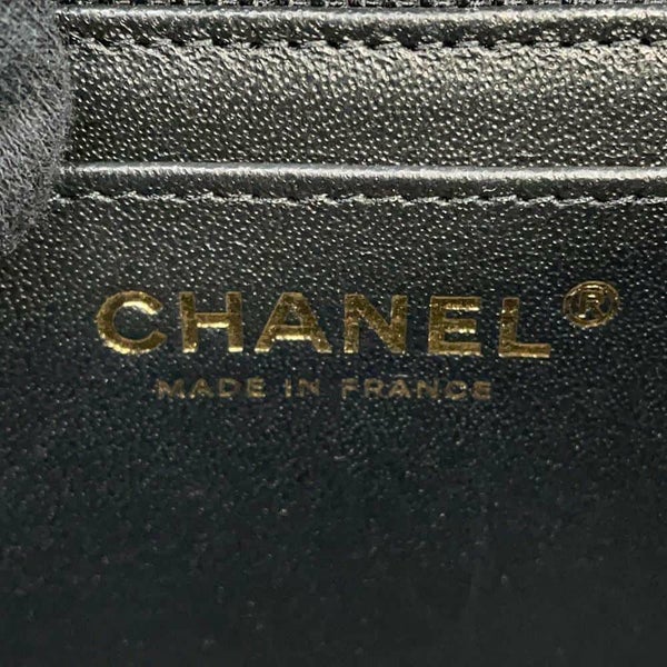 シャネル チェーンショルダーバッグ ココマーク マトラッセ ラムスキン A69900 CHANEL ミニ フラップ 黒