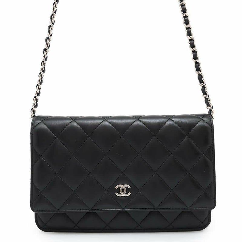 シャネル チェーンウォレット マトラッセ ココマーク ラムスキン キルティング A33814 CHANEL 財布 黒