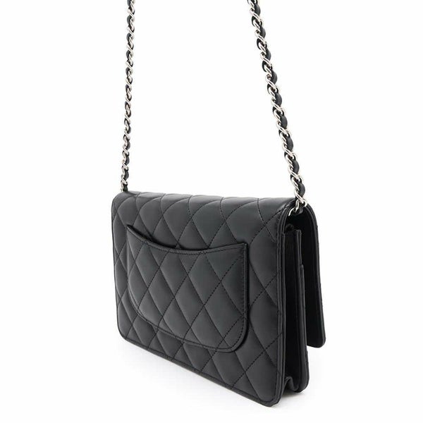 シャネル チェーンウォレット マトラッセ ココマーク ラムスキン キルティング A33814 CHANEL 財布 黒