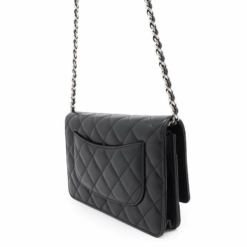 シャネル チェーンウォレット マトラッセ ココマーク ラムスキン キルティング A33814 CHANEL 財布 黒