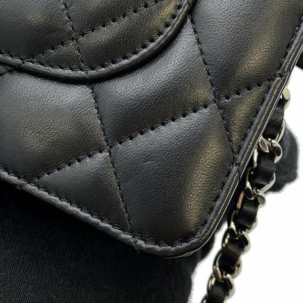 シャネル チェーンウォレット マトラッセ ココマーク ラムスキン キルティング A33814 CHANEL 財布 黒