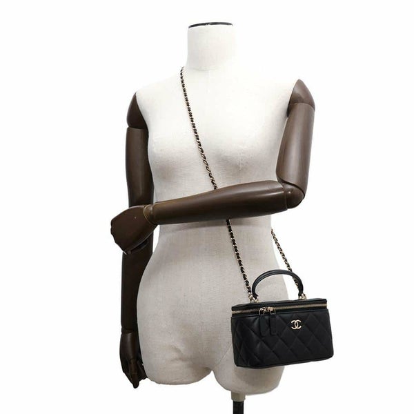 シャネル チェーンショルダーバッグ マトラッセ ココマーク ヴァニティケース ラムスキン AP2199 CHANEL ポーチ 黒