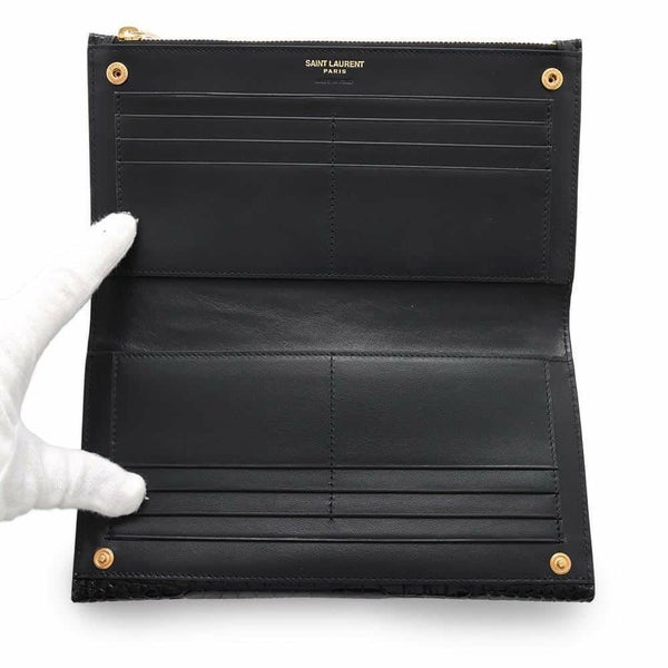 サンローランパリ 長財布 アップタウン ラージウォレット 型押しレザー 582124 SAINT LAURENT PARIS 財布 黒
