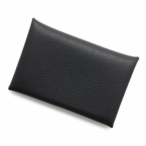 エルメス カードケース カルヴィ ブラック エプソン W刻印 HERMES 名刺入れ 黒