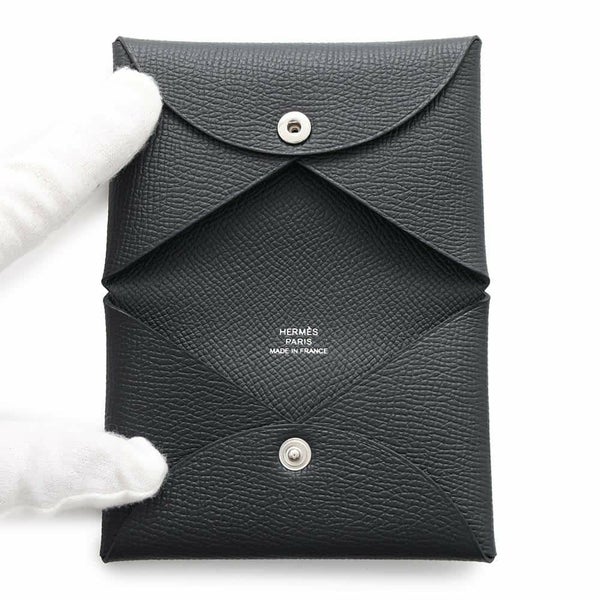 エルメス カードケース カルヴィ ブラック エプソン W刻印 HERMES 名刺入れ 黒