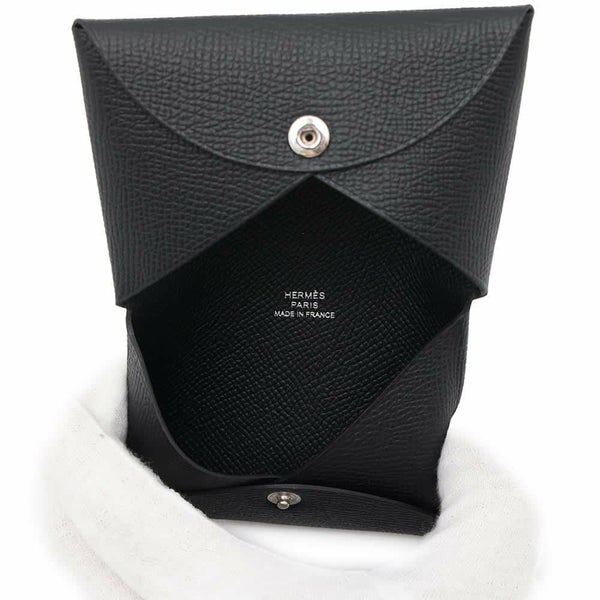 エルメス カードケース カルヴィ ブラック エプソン W刻印 HERMES 名刺入れ 黒
