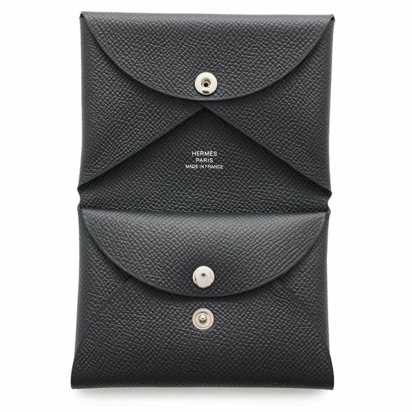 エルメス コインケース カルヴィ デュオ ブラック/シルバー金具 エプソン W刻印 黒