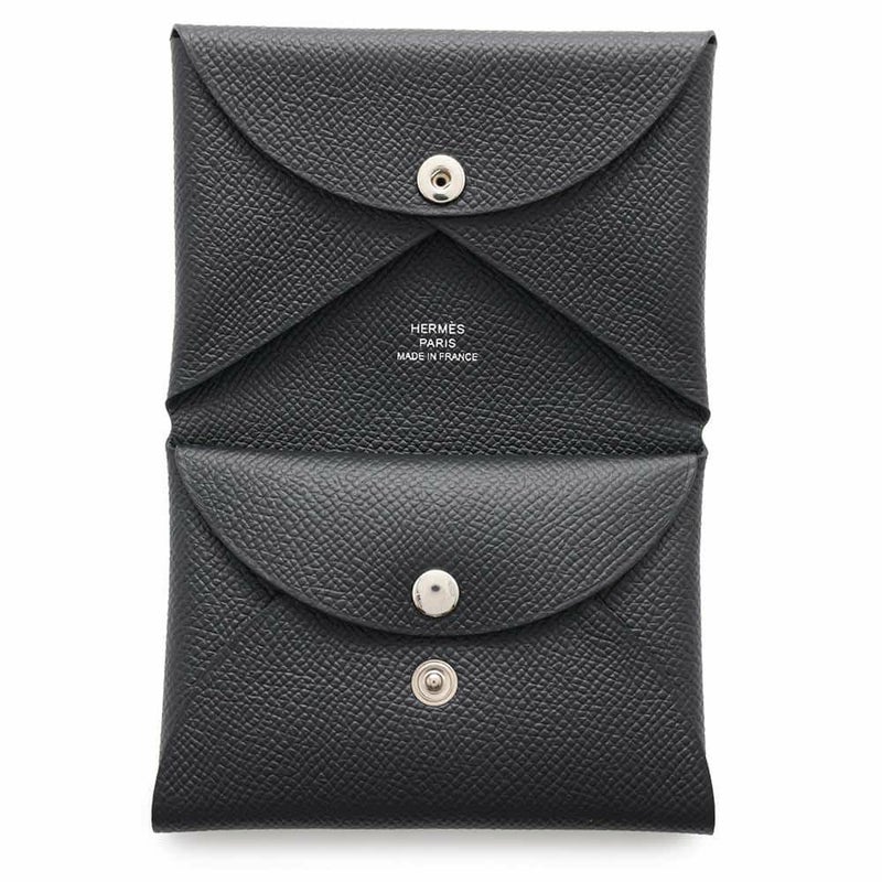 エルメス コインケース カルヴィ デュオ ブラック/シルバー金具 エプソン W刻印 黒