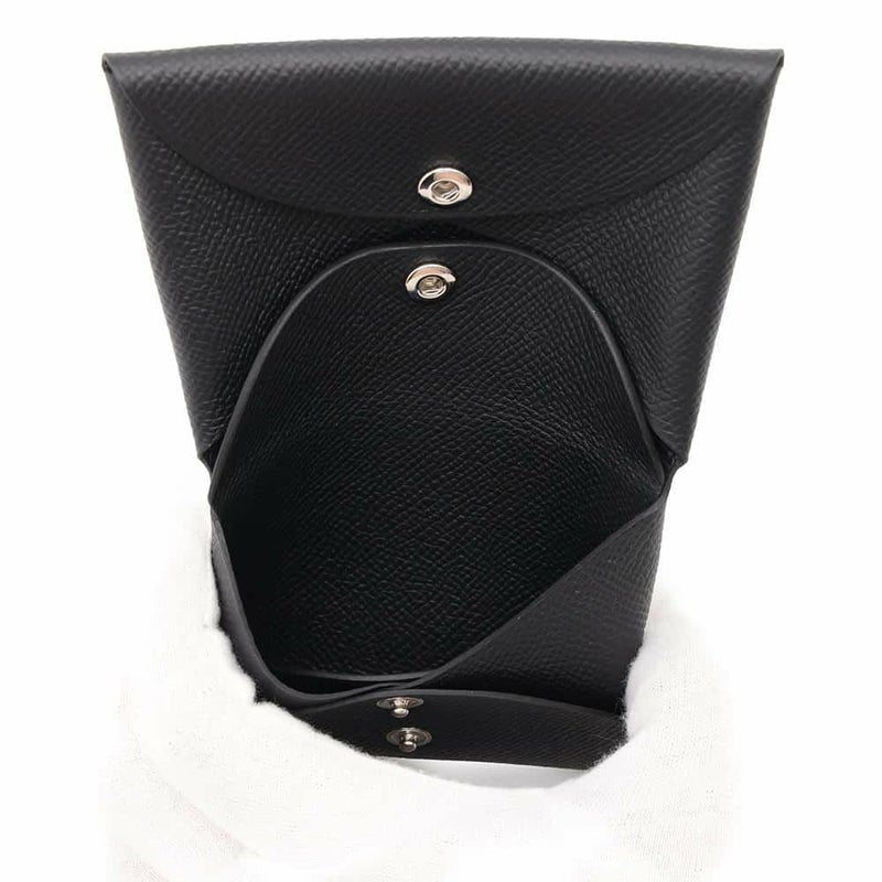 エルメス コインケース カルヴィ デュオ ブラック/シルバー金具 エプソン W刻印 黒