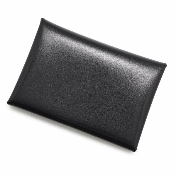 エルメス コインケース カルヴィ デュオ ブラック/シルバー金具 ボックスカーフ W刻印 財布 黒