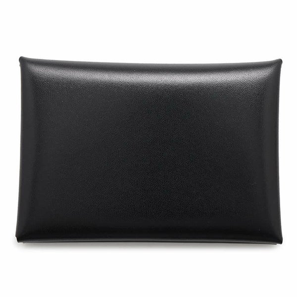 エルメス コインケース カルヴィ デュオ ブラック/シルバー金具 ボックスカーフ W刻印 財布 黒