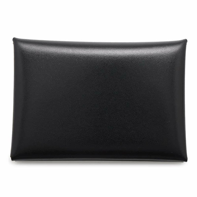 エルメス コインケース カルヴィ デュオ ブラック/シルバー金具 ボックスカーフ W刻印 財布 黒