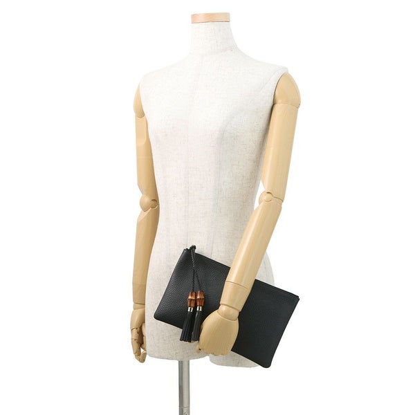 グッチ クラッチバッグ レザー バンブー タッセル ポーチ 376854 GUCCI バッグ セカンドバッグ ミニバッグ 黒 アウトレット品