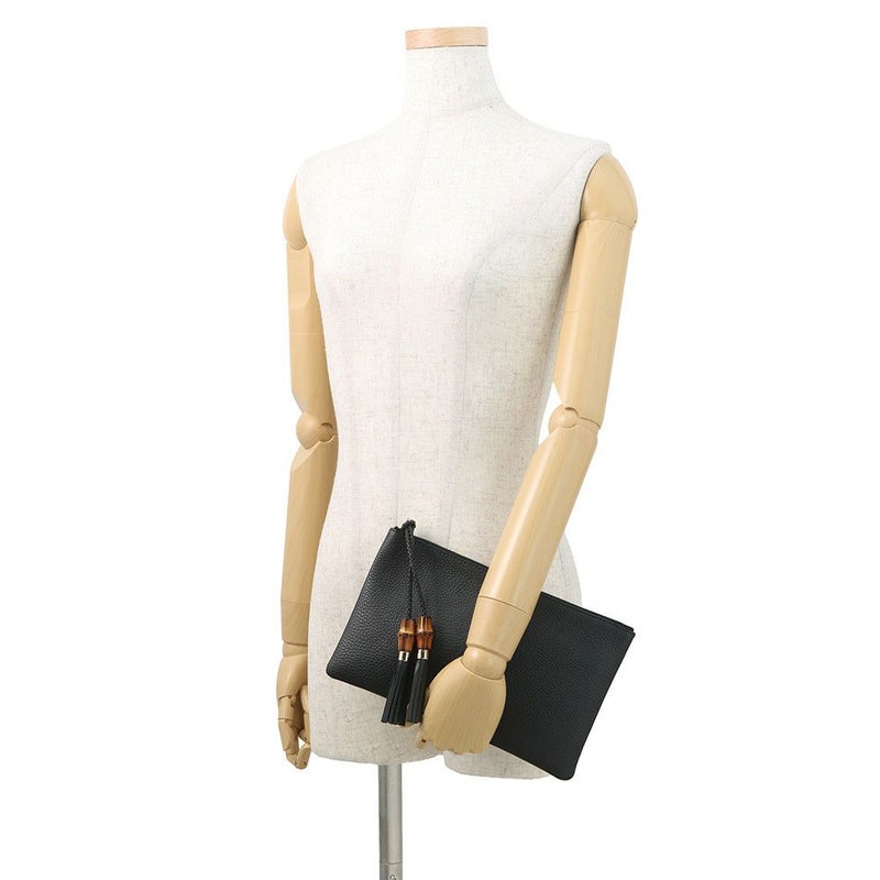 グッチ クラッチバッグ レザー バンブー タッセル ポーチ 376854 GUCCI バッグ セカンドバッグ ミニバッグ 黒 アウトレット品