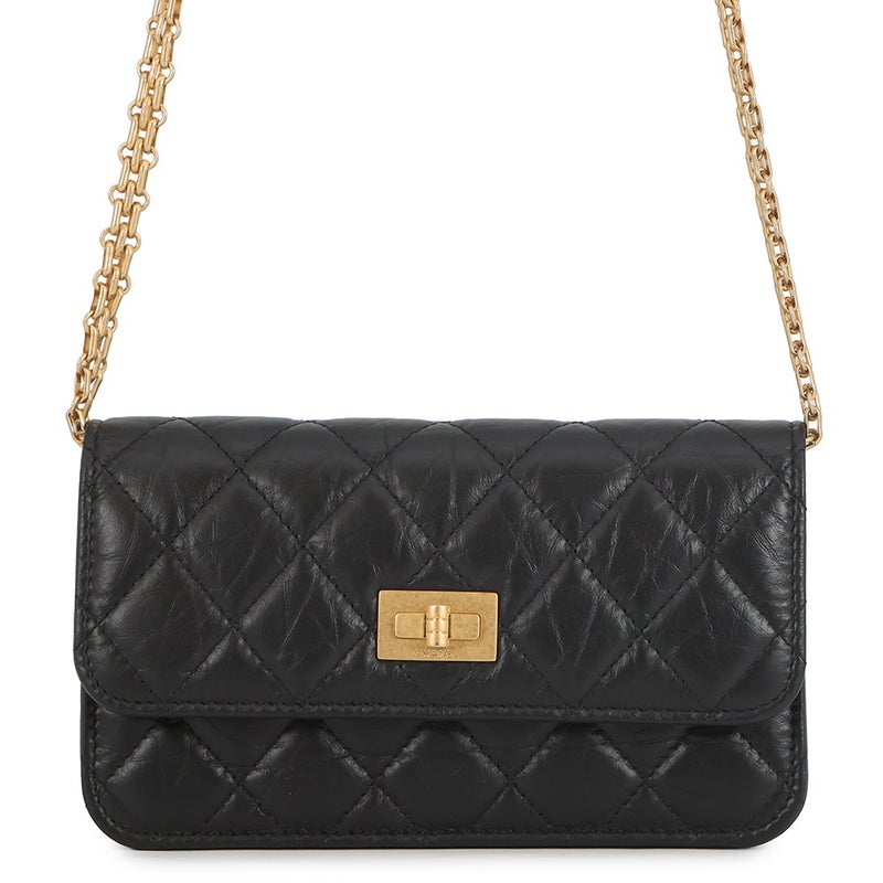 シャネル チェーンウォレット マトラッセ 2.55 ココマーク エイジドカーフレザー AP3169 CHANEL 黒