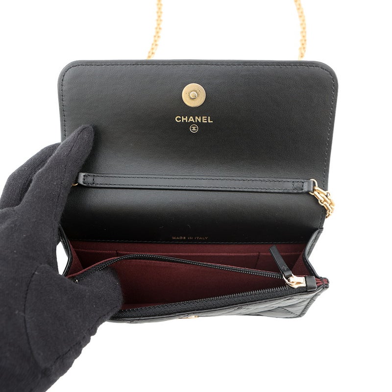 シャネル チェーンウォレット マトラッセ 2.55 ココマーク エイジドカーフレザー AP3169 CHANEL 黒