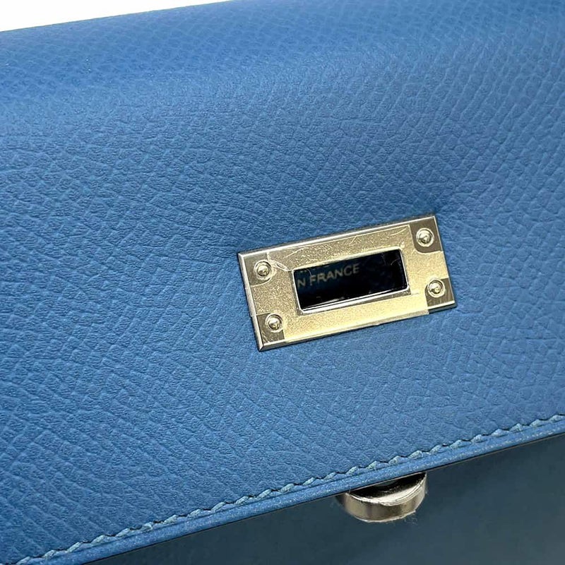 エルメス ハンドバッグ ケリー25 外縫い アズール/シルバー金具 エプソン C刻印 HERMES 2wayショルダー