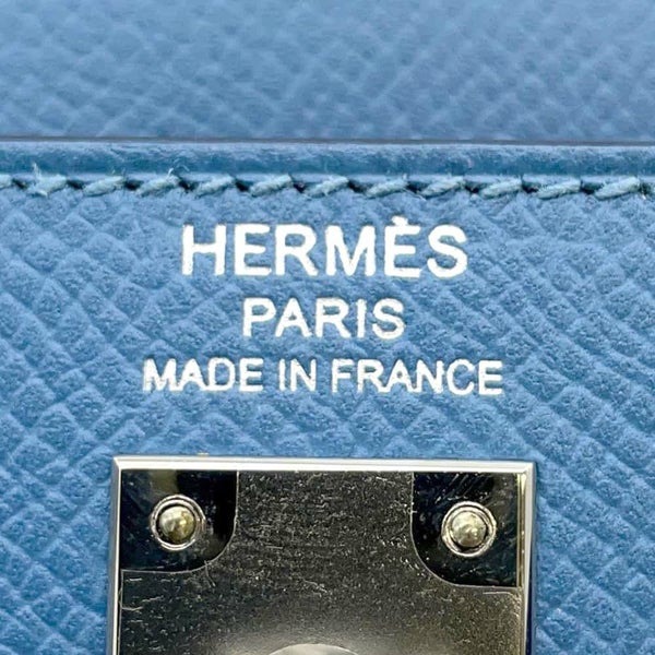 エルメス ハンドバッグ ケリー25 外縫い アズール/シルバー金具 エプソン C刻印 HERMES 2wayショルダー