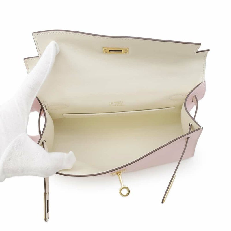 エルメス ハンドバッグ ポシェットケリー ローズサクラ/クレ/ゴールド金具 スイフト W刻印 SPO