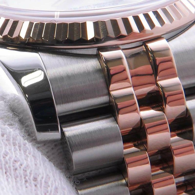 ロレックス デイトジャスト SS/K18PG ランダムシリアル ルーレット 116231 ROLEX 腕時計 白文字盤 ローマン