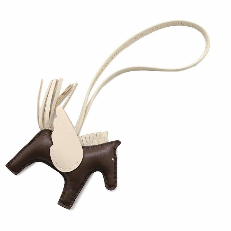 エルメス バッグチャーム ロデオPM ペガサス ショコラ/クレ ラムスキン W刻印