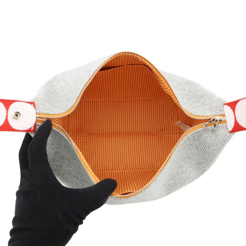 エルメス ポーチ ブリッド・ア・ブラック アニモー・ブロックGM グラニット/シルバー金具 トワル・シェヴロン