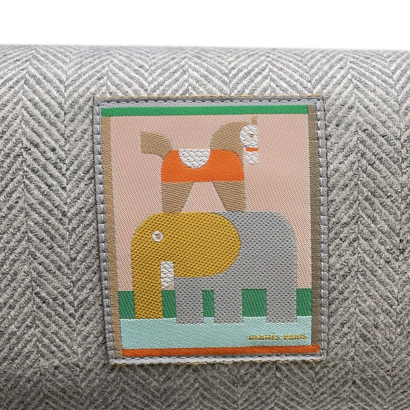 エルメス ポーチ ブリッド・ア・ブラック アニモー・ブロックGM グラニット/シルバー金具 トワル・シェヴロン