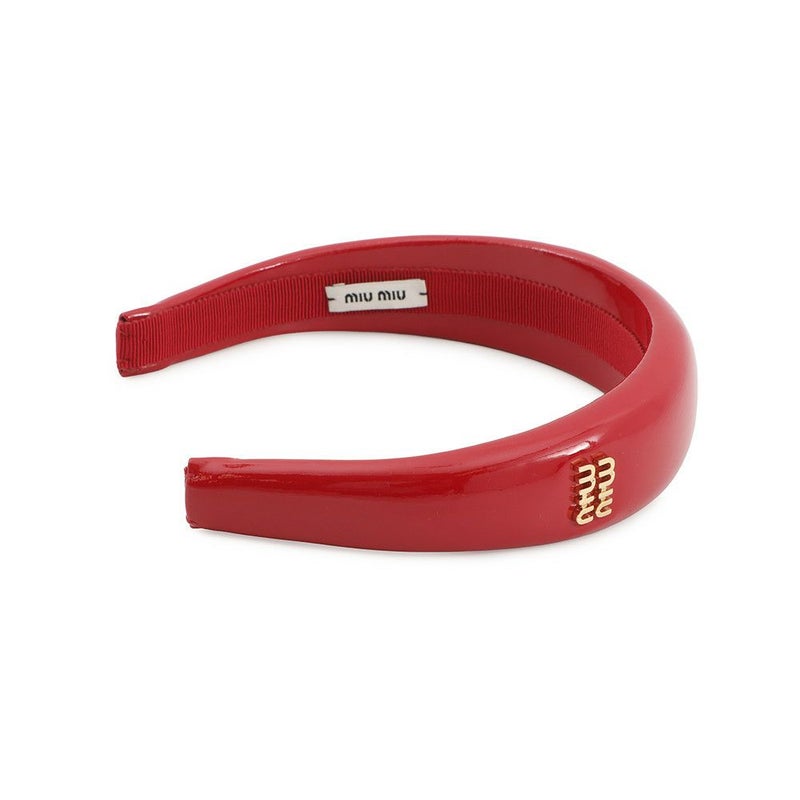ミュウミュウ カチューシャ ロゴ パテントレザー 5IH025 Miu Miu ヘアアクセサリー