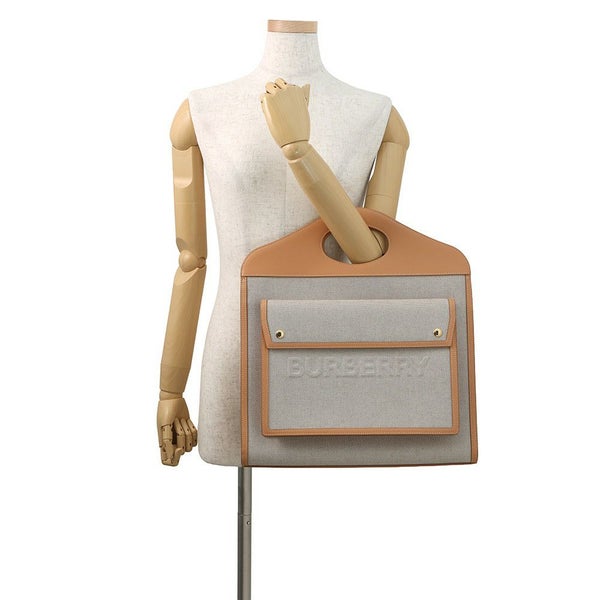 バーバリー ハンドバッグ ミディアム ポケットバッグ キャンバス レザー 8039070 BURBERRY 2way