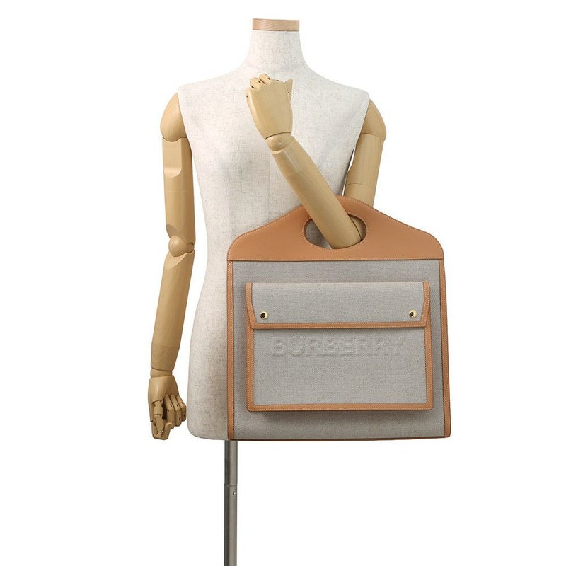 バーバリー ハンドバッグ ミディアム ポケットバッグ キャンバス レザー 8039070 BURBERRY 2way