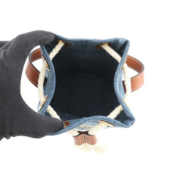 セリーヌ ショルダーバッグ トリオンフ ティーンドローストリング デニム レザー 196532 CELINE