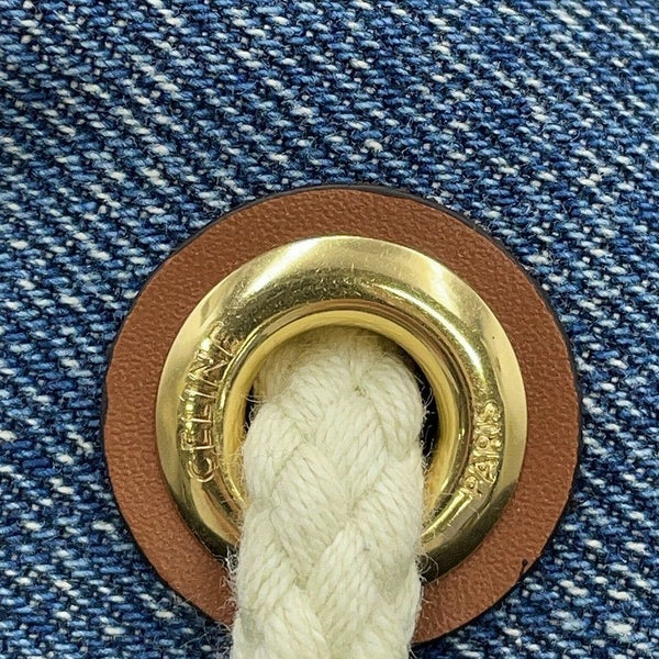 セリーヌ ショルダーバッグ トリオンフ ティーンドローストリング デニム レザー 196532 CELINE